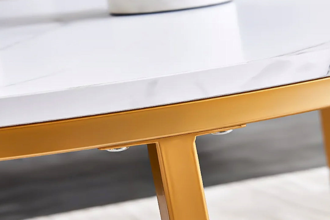 Proto Nesting Coffee Table with Marble Top and Stainless Steel Gold Base