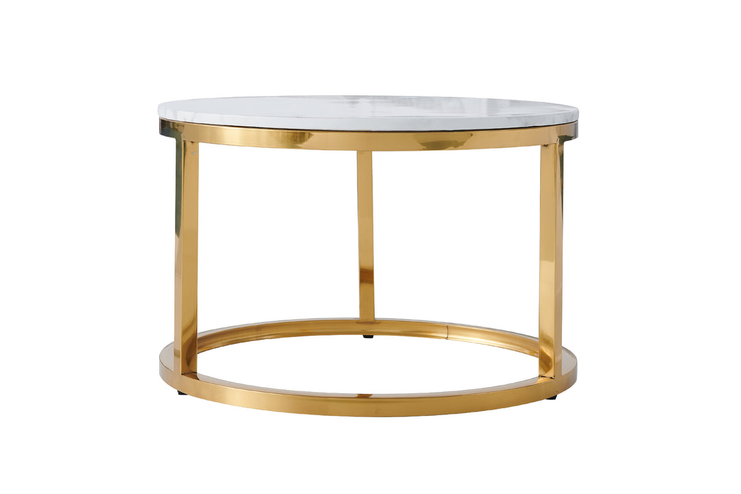 Proto Nesting Coffee Table with Marble Top and Stainless Steel Gold Base