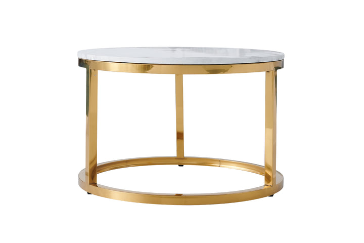Proto Nesting Coffee Table with Marble Top and Stainless Steel Gold Base