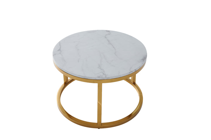 Proto Nesting Coffee Table with Marble Top and Stainless Steel Gold Base