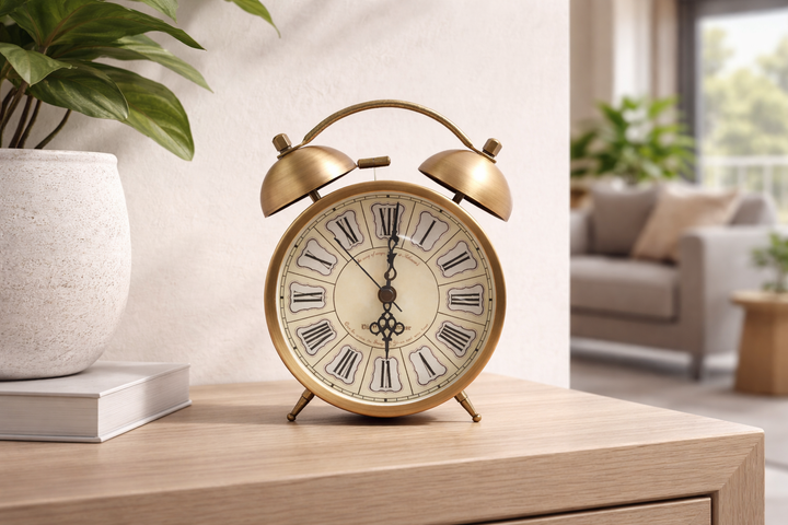Regal Twin-Bell Roman Numeral Table Clock