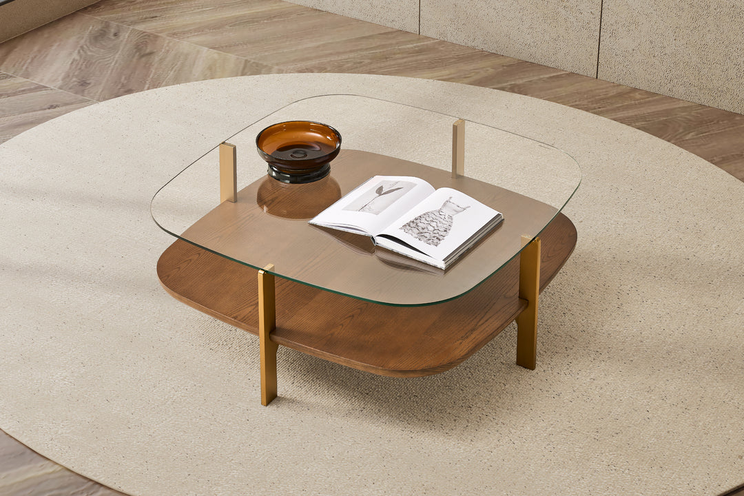 Roma Tempered Glass Designer Coffee Table - Stainless Steel Legs