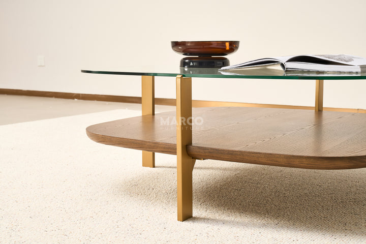 Roma Tempered Glass Designer Coffee Table - Stainless Steel Legs