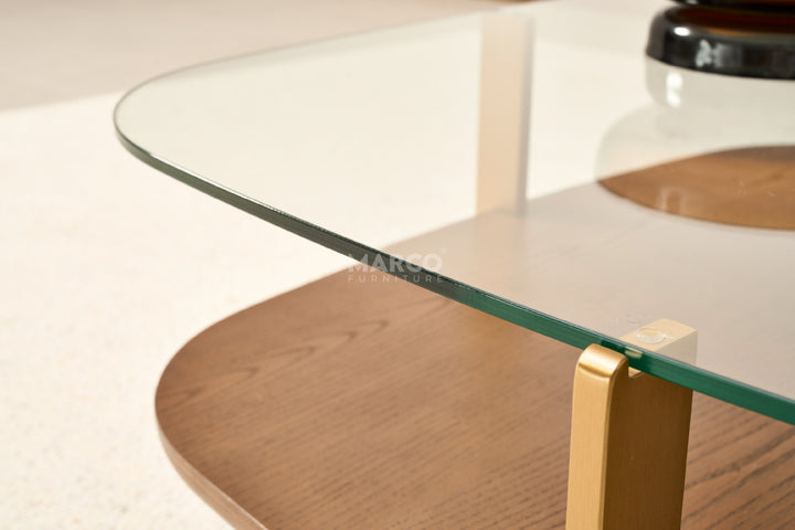 Roma Tempered Glass Designer Coffee Table - Stainless Steel Legs