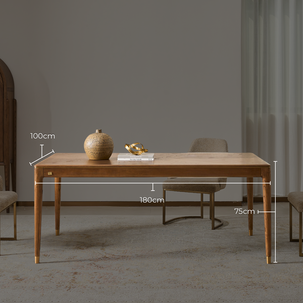 Roma 6 Seater Rectangle Dining Table - Natural Ash Veneer Legs