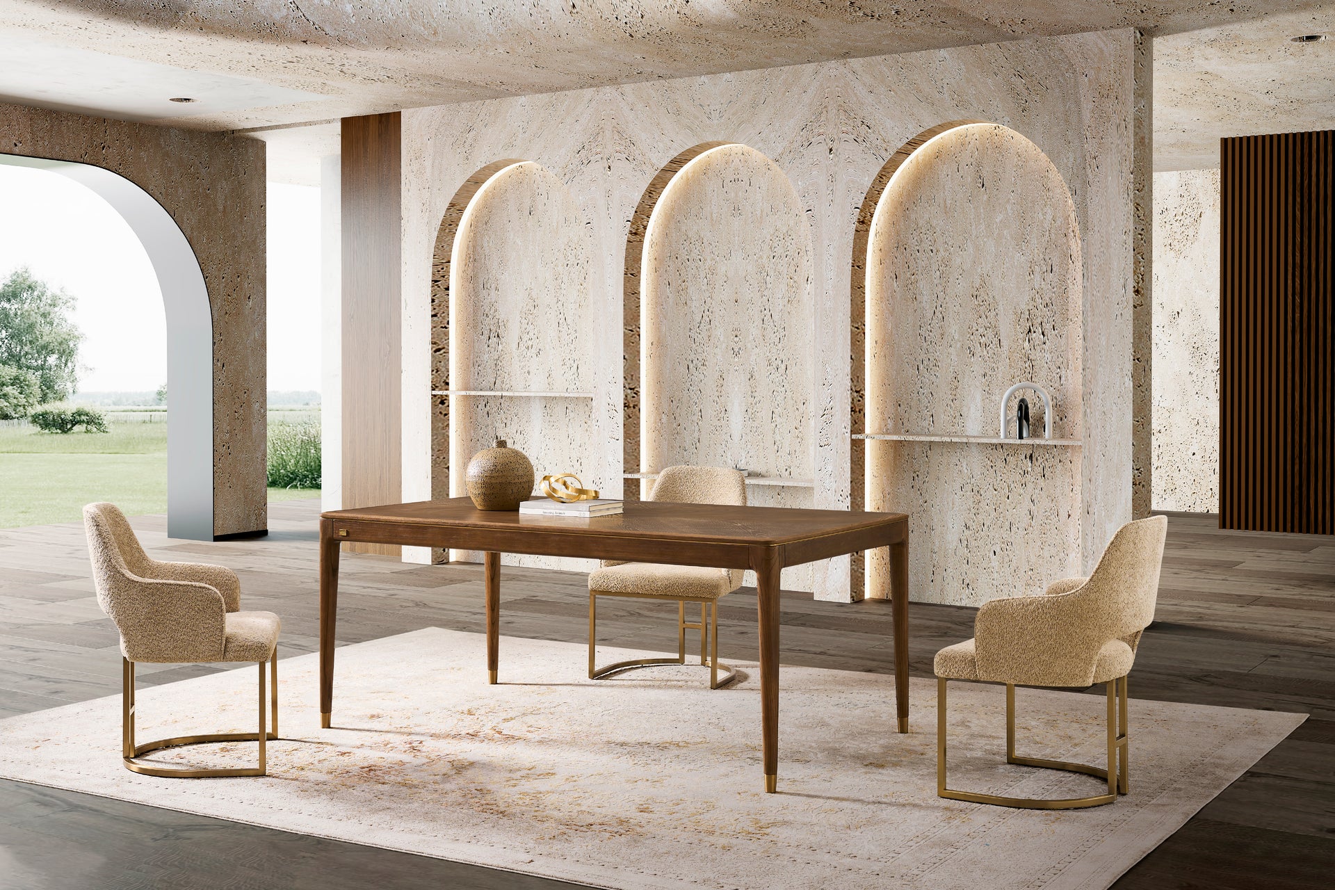 Roma 6 Seater Rectangle Dining Table - Natural Ash Veneer Legs