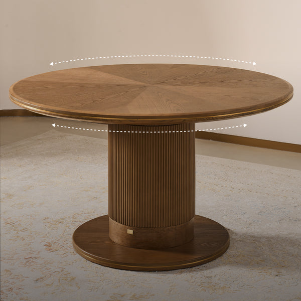Roma Ash Veneer Round Dining Table in Walnut Brown Colour