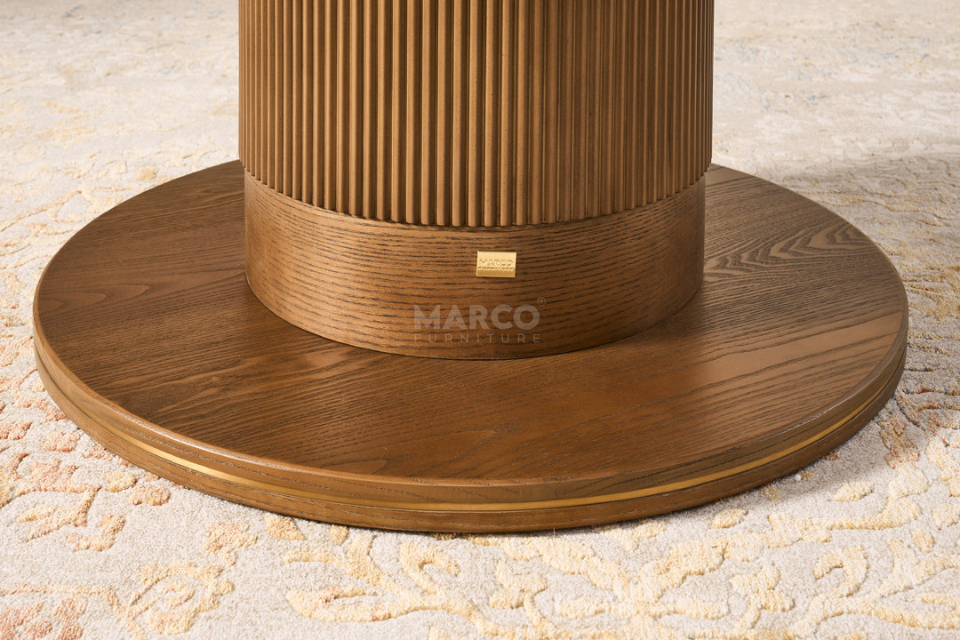 Roma Ash Veneer Round Dining Table in Walnut Brown Colour