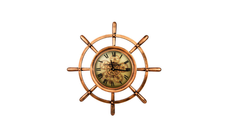 Round Roman Numeral Moving Cogs Wall Clock 70cm - Marco Furniture