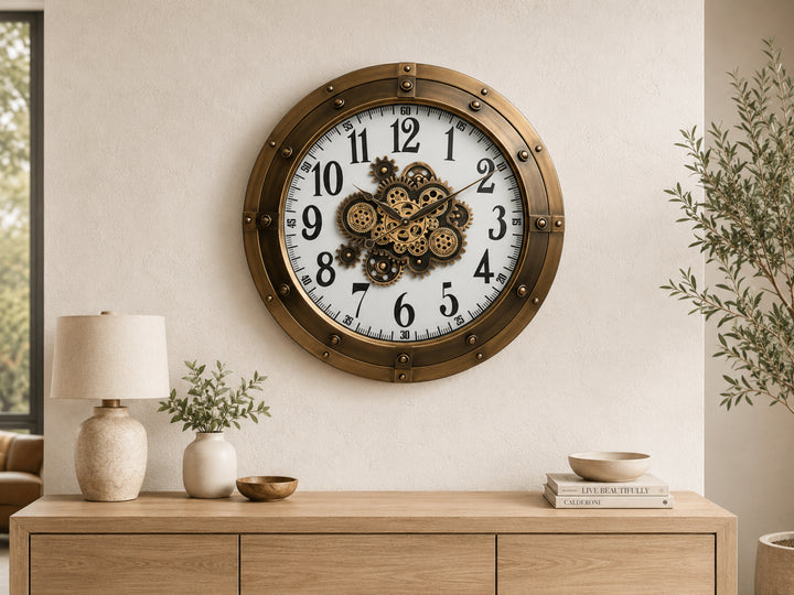 Scarlett Extra Large Industrial Gear Metal Wall Clock (80cm)