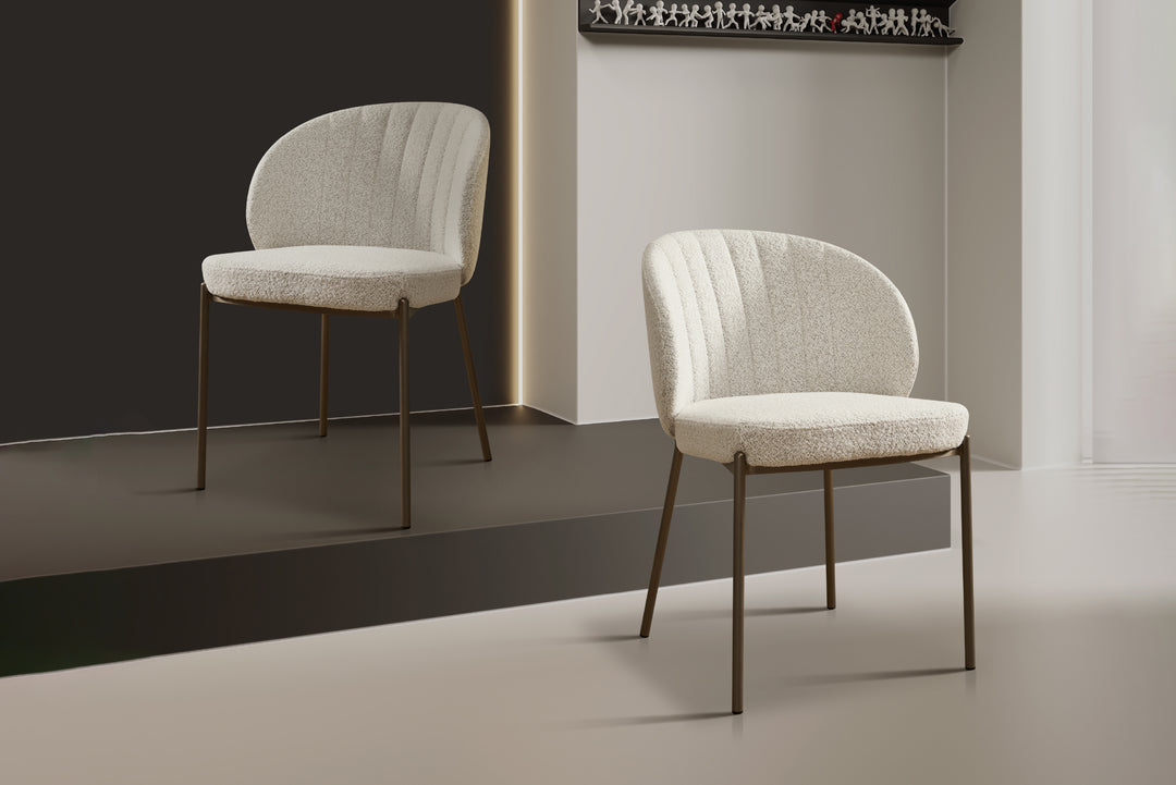 Selena Boucle Dining Chair with Stainless Steel Legs
