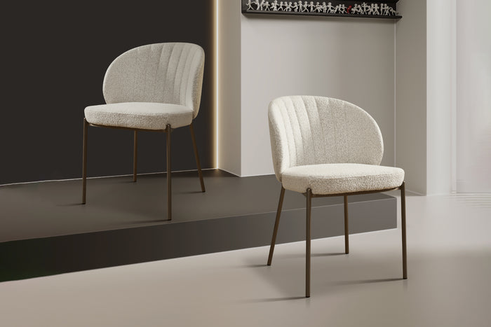 Selena Boucle Dining Chair with Stainless Steel Legs