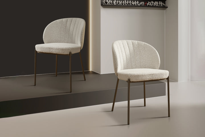 Selena Boucle Dining Chair with Stainless Steel Legs