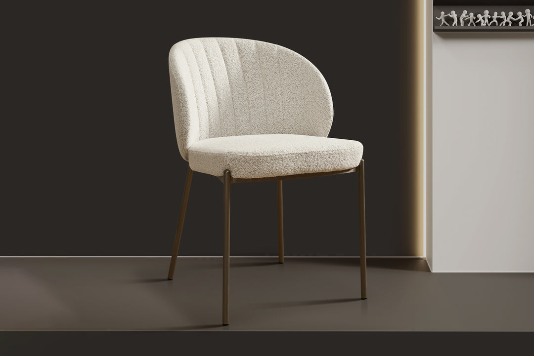 Selena Boucle Dining Chair with Stainless Steel Legs