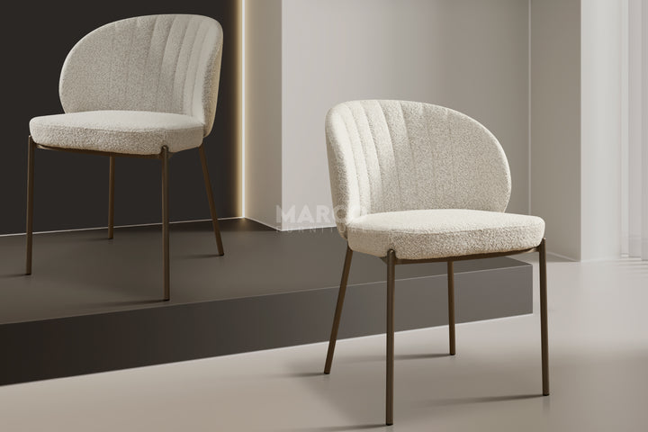 Selena Boucle Dining Chair with Stainless Steel Legs