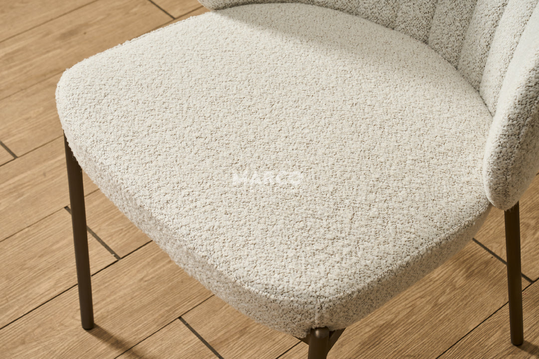 Selena Boucle Dining Chair with Stainless Steel Legs