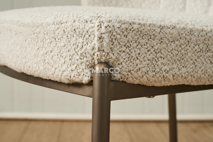 Selena Boucle Dining Chair with Stainless Steel Legs