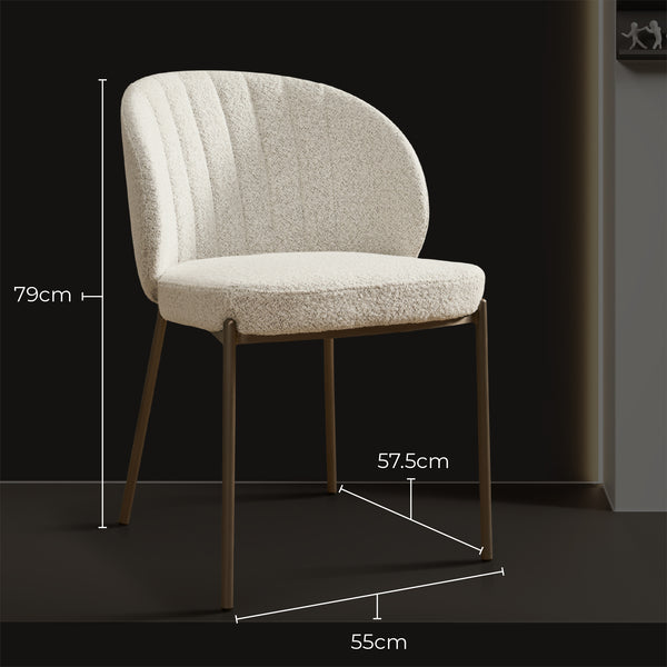 Selena Boucle Dining Chair with Stainless Steel Legs