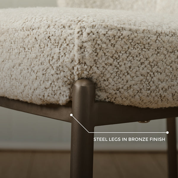Selena Boucle Dining Chair with Stainless Steel Legs