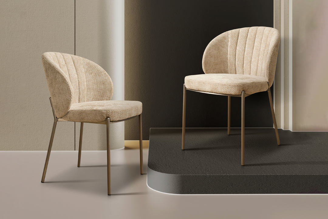 Selena Woven Fabric Dining Chair in Beige Color