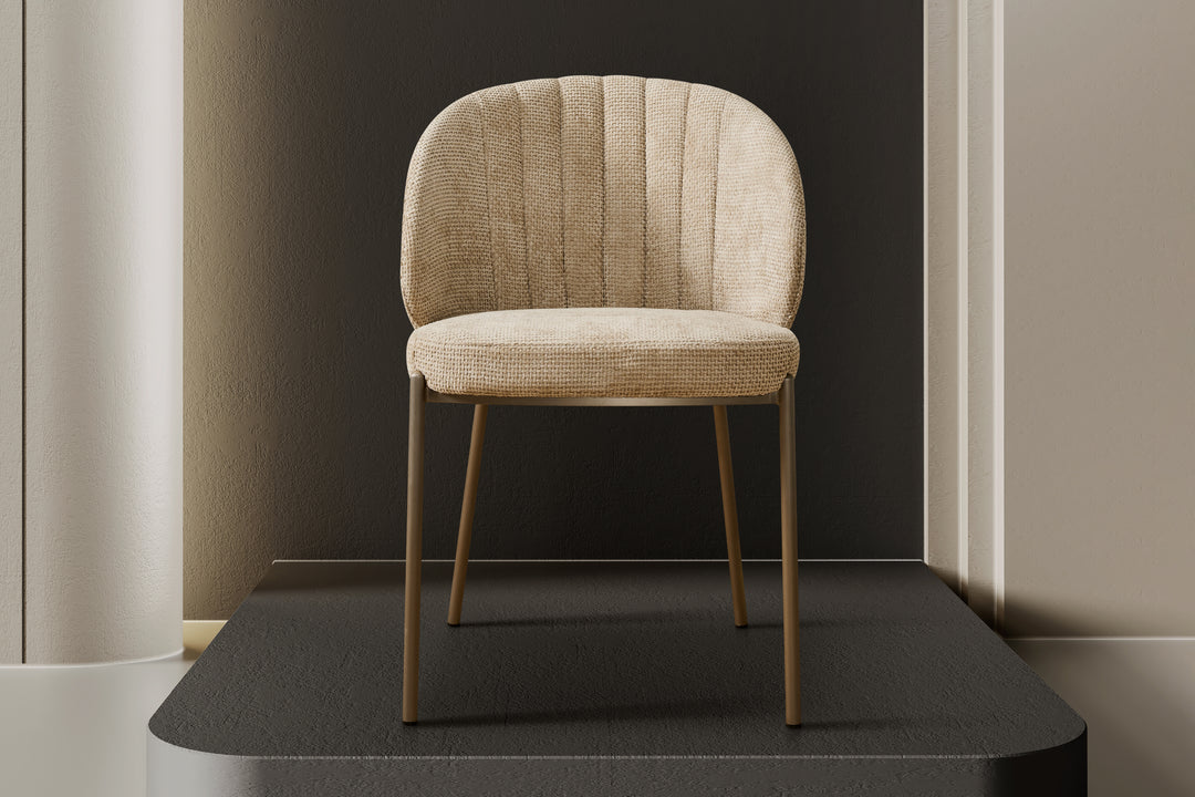 Selena Woven Fabric Dining Chair in Beige Color