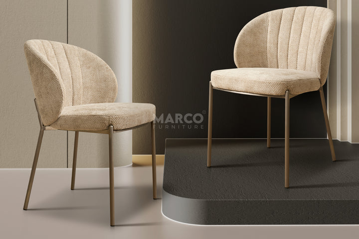 Selena Woven Fabric Dining Chair in Beige Color