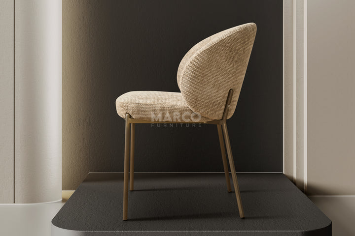 Selena Woven Fabric Dining Chair in Beige Color