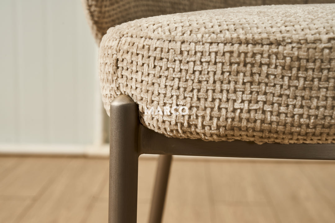 Selena Woven Fabric Dining Chair in Beige Color