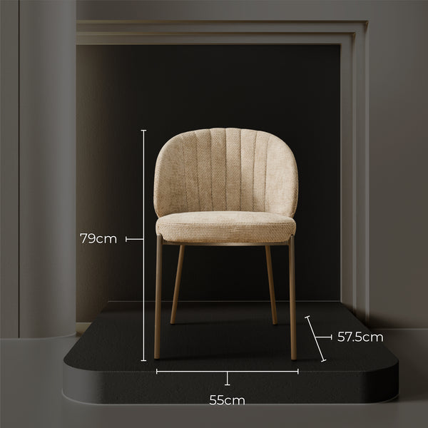 Selena Woven Fabric Dining Chair in Beige Color