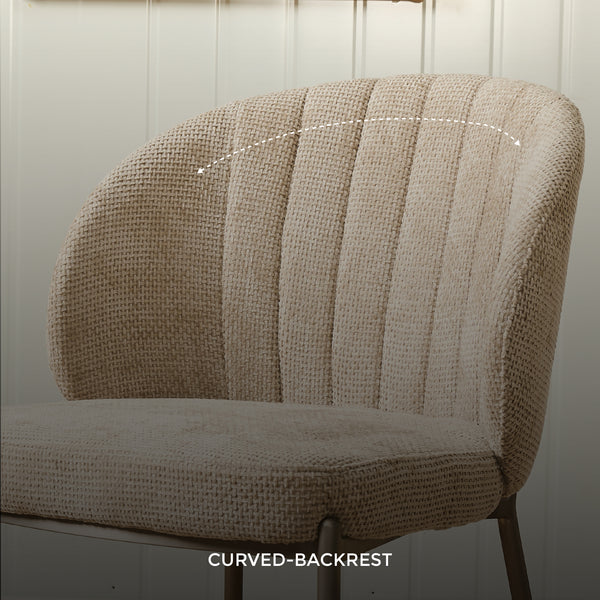Selena Woven Fabric Dining Chair in Beige Color