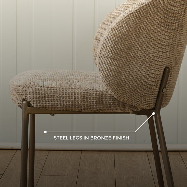 Selena Woven Fabric Dining Chair in Beige Color
