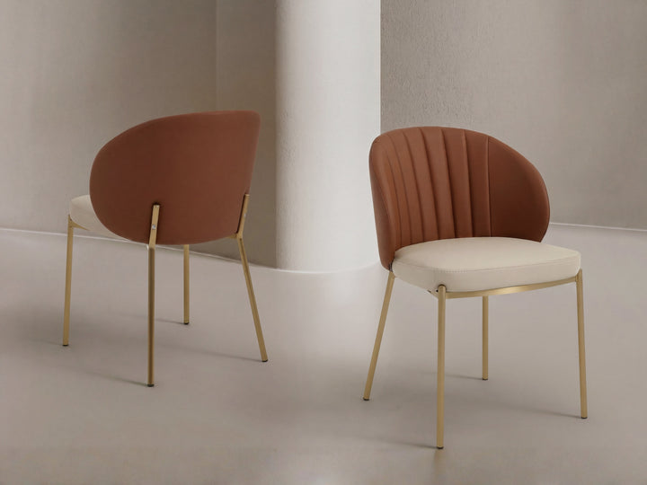 Selena Leather Dining Chair - Cognac Brown