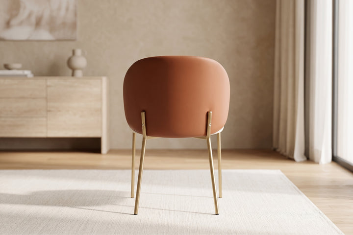 Selena Leather Dining Chair - Cognac Brown