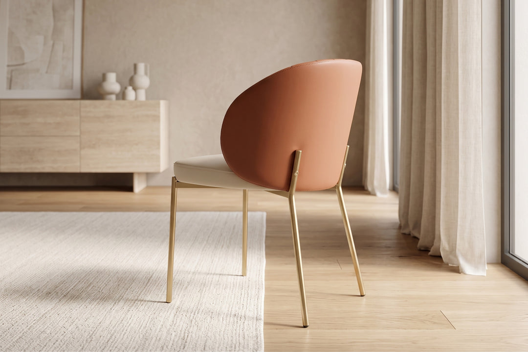 Selena Leather Dining Chair - Cognac Brown