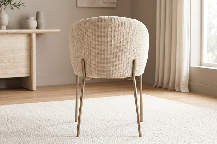 Selena Woven Fabric Curved Back Armless Dining Chair (Beige)