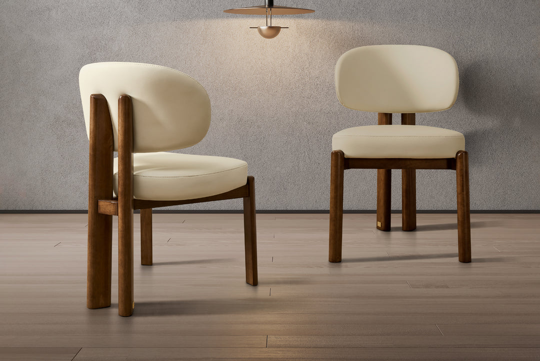 Sofie Leather Dining Chair with Wooden Legs