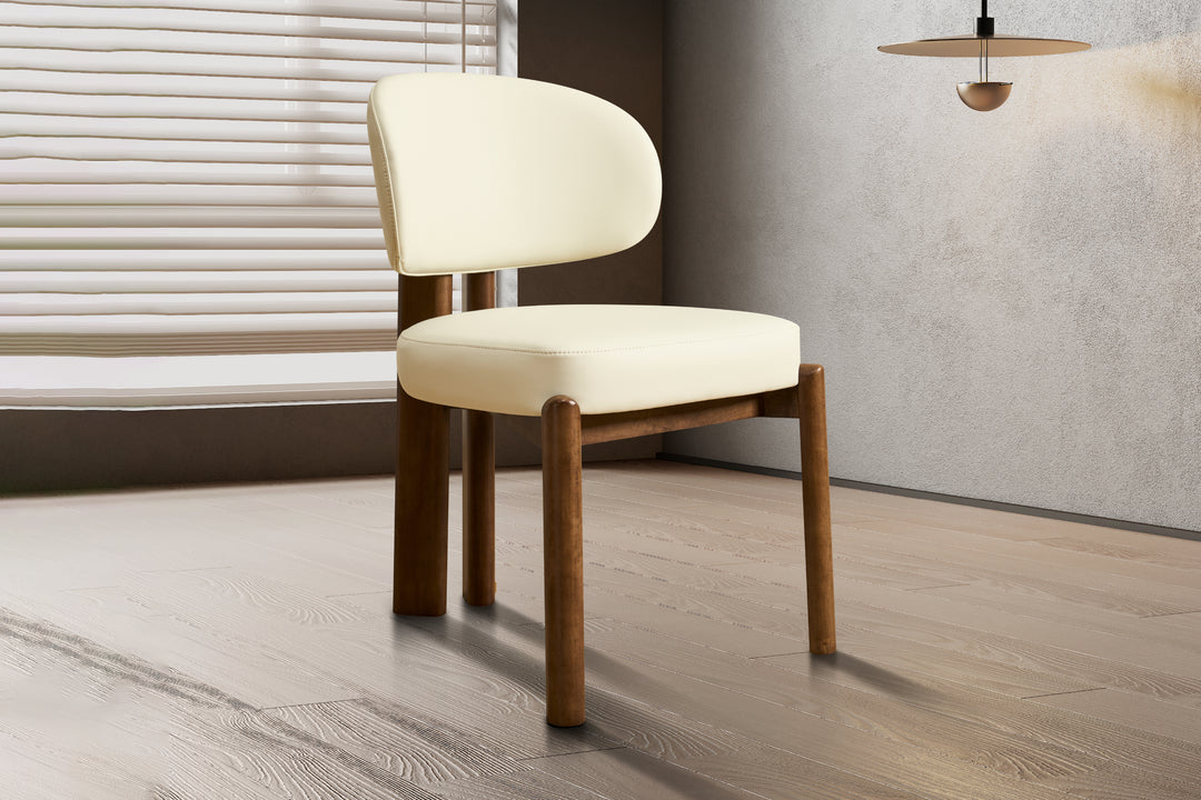 Sofie Leather Dining Chair with Wooden Legs