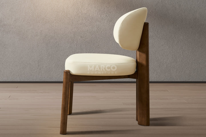 Sofie Leather Dining Chair with Wooden Legs