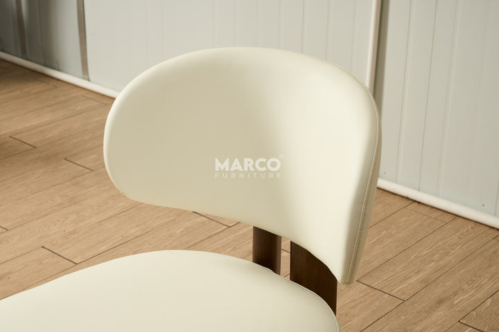 Sofie Leather Dining Chair with Wooden Legs