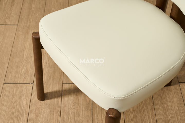 Sofie Leather Dining Chair with Wooden Legs