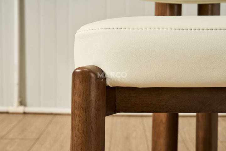 Sofie Leather Dining Chair with Wooden Legs