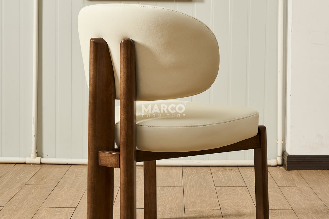 Sofie Leather Dining Chair with Wooden Legs