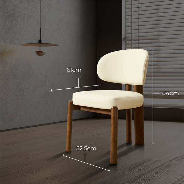 Sofie Leather Dining Chair with Wooden Legs