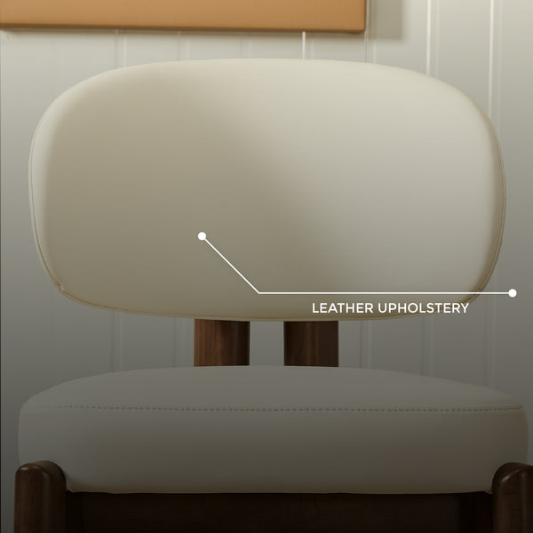 Sofie Leather Dining Chair with Wooden Legs