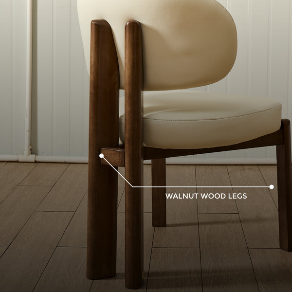 Sofie Leather Dining Chair with Wooden Legs