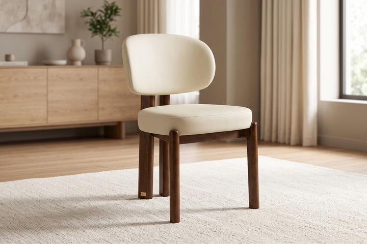 Sofie Leather Dining Chair – Modern Design with Wooden Legs