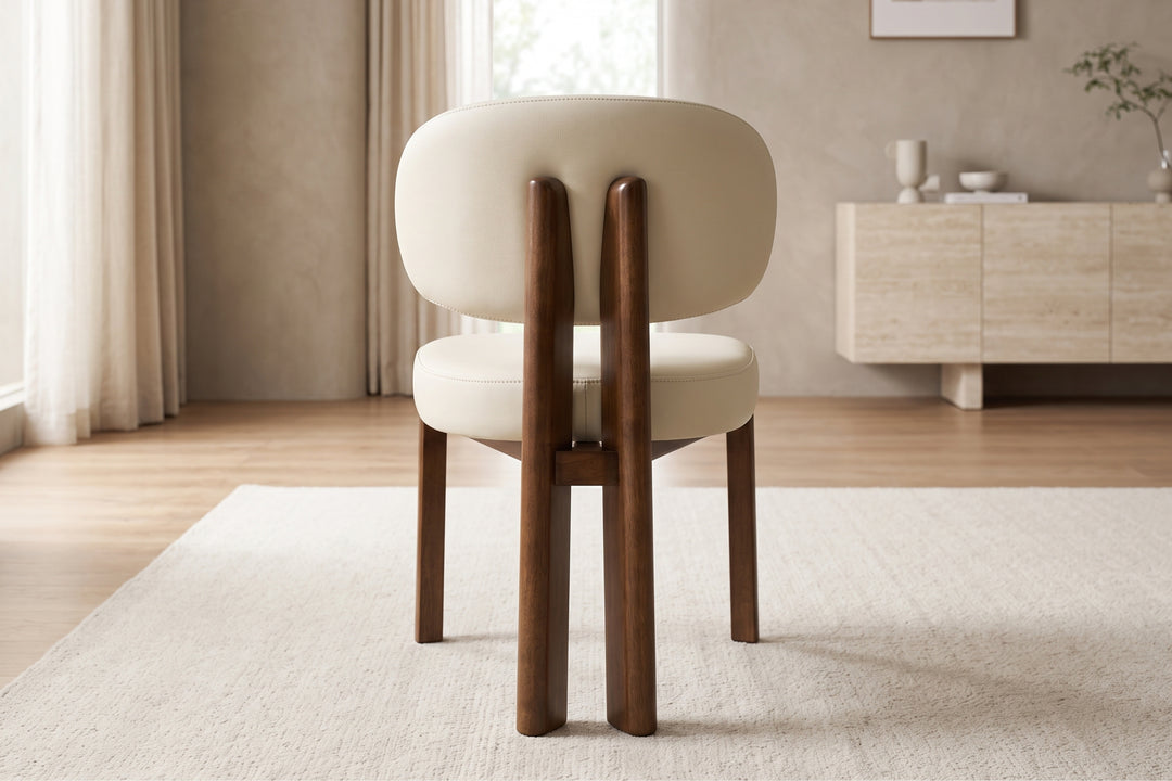 Sofie Leather Dining Chair – Modern Design with Wooden Legs