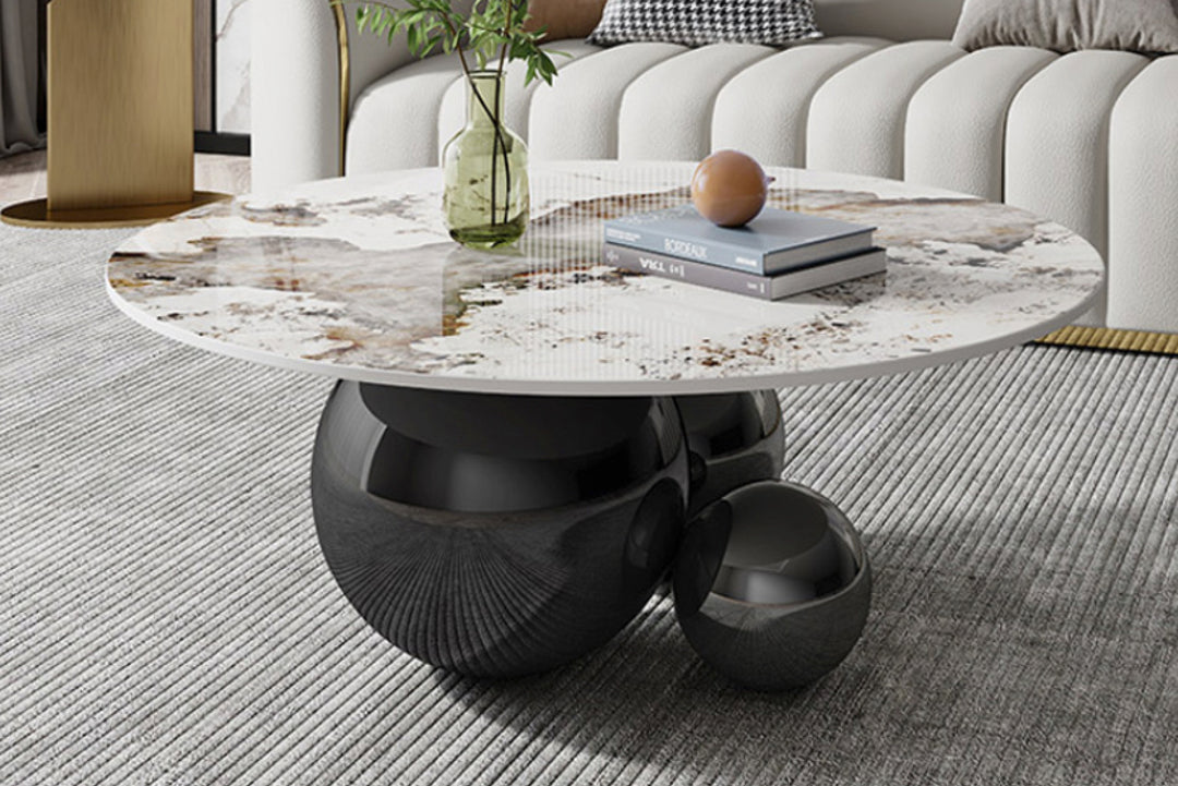 Modern coffee table with a unique design in a living room setting.