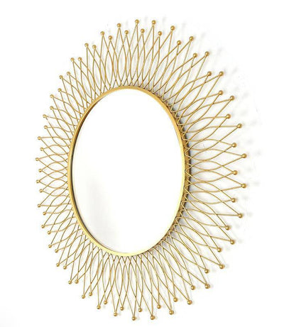 Sunflower Round Gold Metal Wall Mirror 100 cm