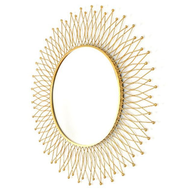 Sunflower Round Gold Metal Wall Mirror 100 cm